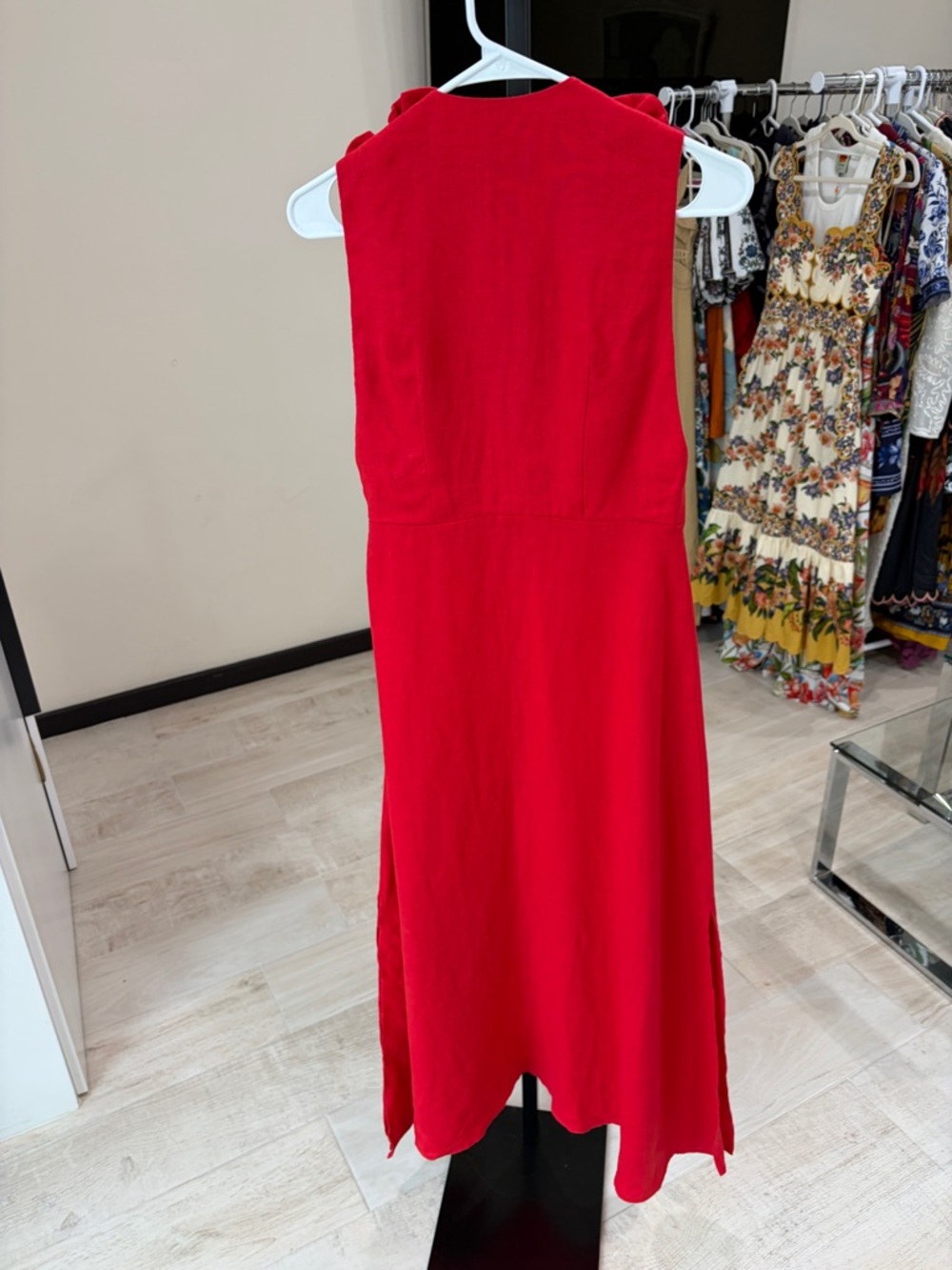FARM Rio Bold Red Maxi Dress with Floral Neckline - Picture 10 of 15